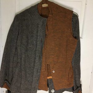 Vintage 1960s Marie Phillips 3-piece set, skirt/jacket/vest, two-tone brown